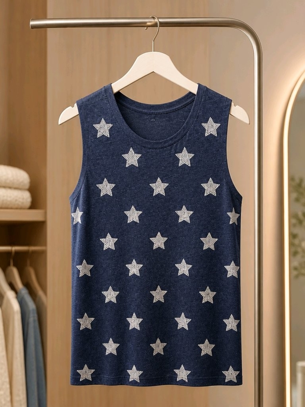 bcg Navy Blue Star Print Tank Top
